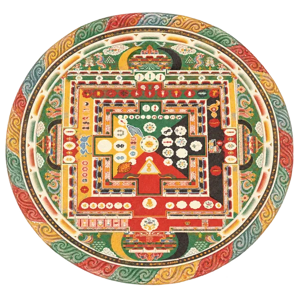 The completed sand mandala, made at White Buddha Temple